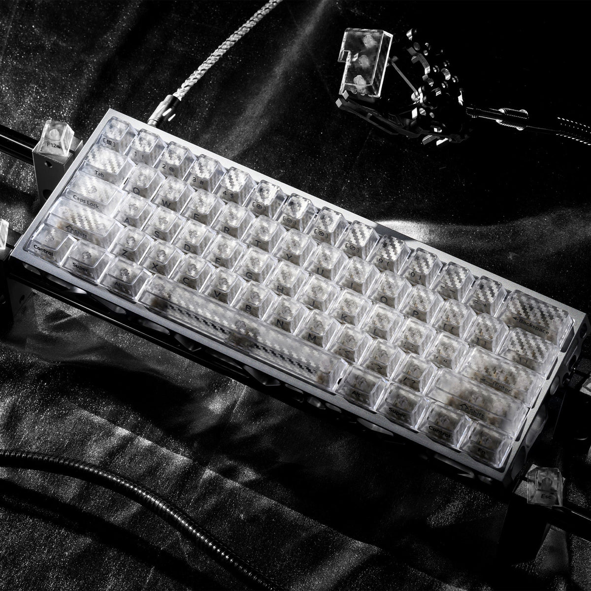 XVX Carbon Fiber Textured Cherry Profile PC Keycap Set