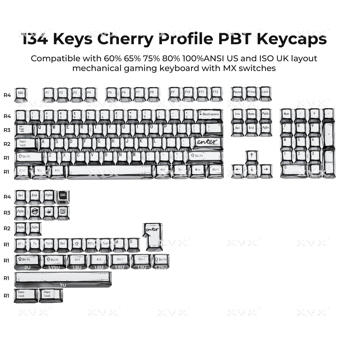 XVX Manga Graffiti Cherry Profile 134-Key Dye-Sublimation PBT Keycap Set