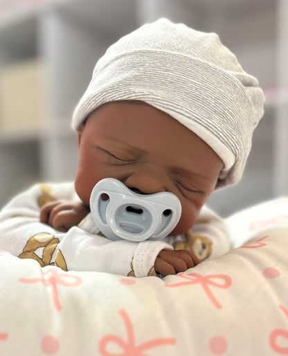 Daniel 19-20in reborn baby dark skin Tone Full Silicone newborn  Boy approx 7.3 lbs open mouth 10 days tat