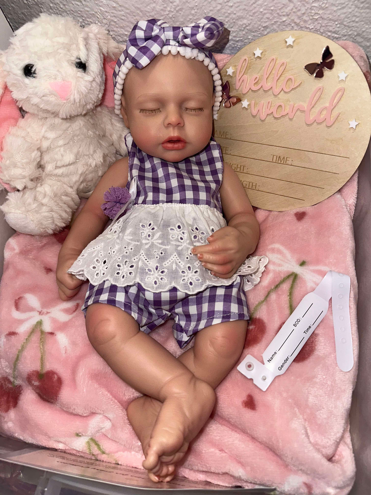 Lizzy 16in reborn baby Full Silicone Preemie Painted Hair open mouth approx 4lbs