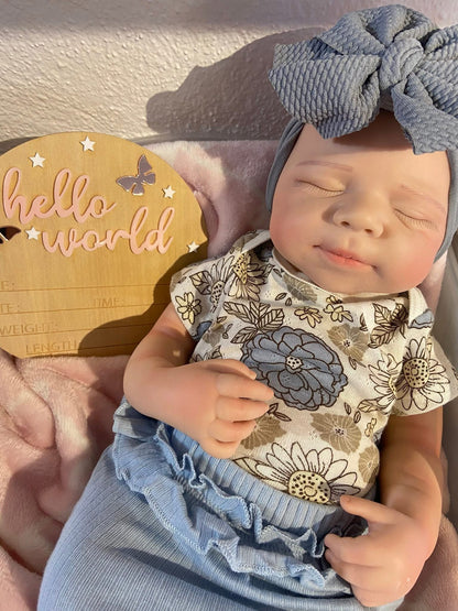 Paisleigh 19” Full Silicone baby Reborn newborn Fair Skin Tone approx 7.3lbs open mouth
