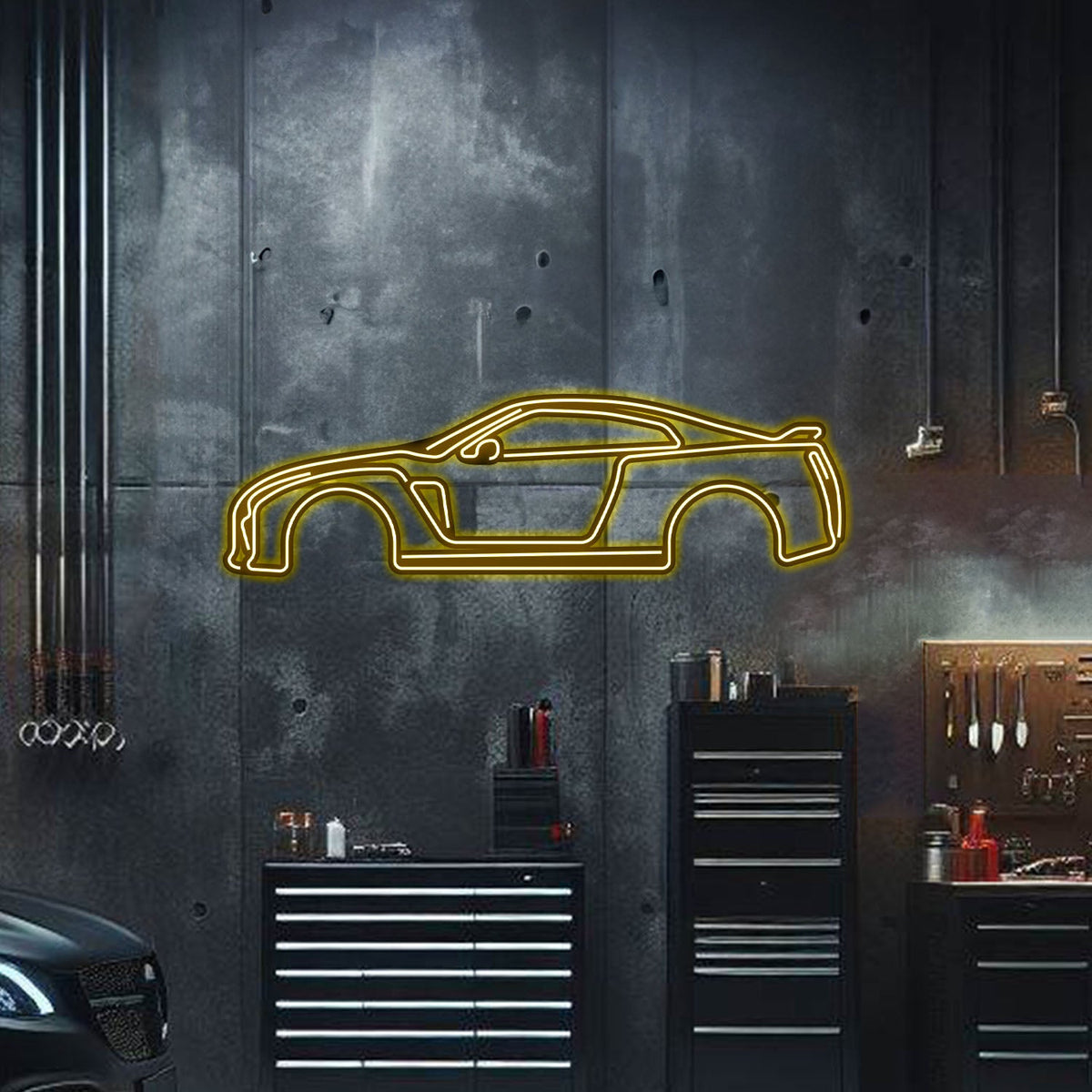 Skyline GT-R R35 Metal Neon Car Wall Art - MTN0037