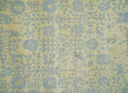 4x6 Fine Hand Knotted Gold and Silver Traditional Persian Style Antique Wool and Silk Rug