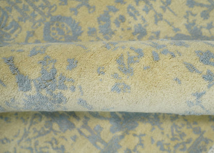 4x6 Fine Hand Knotted Gold and Silver Traditional Persian Style Antique Wool and Silk Rug
