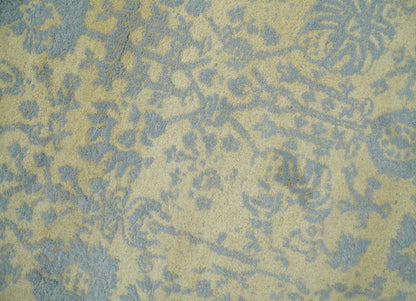 4x6 Fine Hand Knotted Gold and Silver Traditional Persian Style Antique Wool and Silk Rug