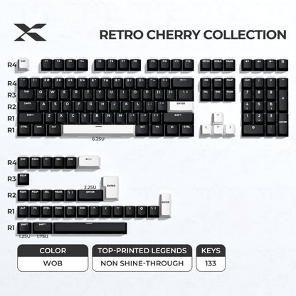 XVX Retro Cherry Series Color Matching Double-Shot PBT Keycap Set