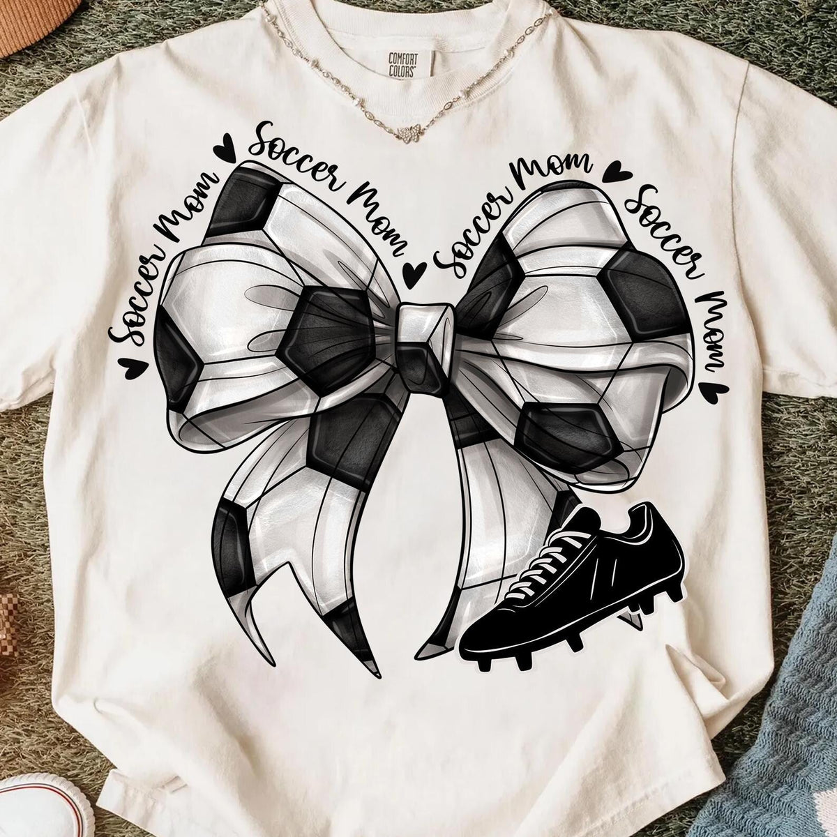 soccer bow mom tee or sweatshirt