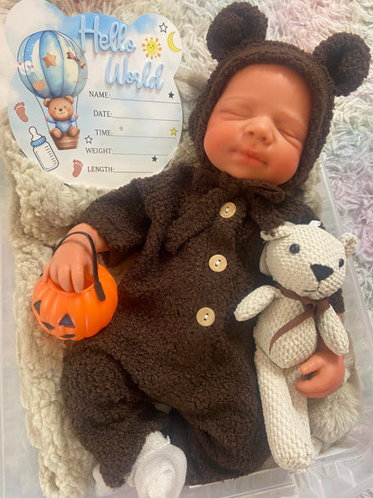 Hendrix 19” reborn baby tan skin Tone Full Silicone newborn  Boy approx 7.3 lbs open mouth. TAT APPROXIMATELY 10 Days
