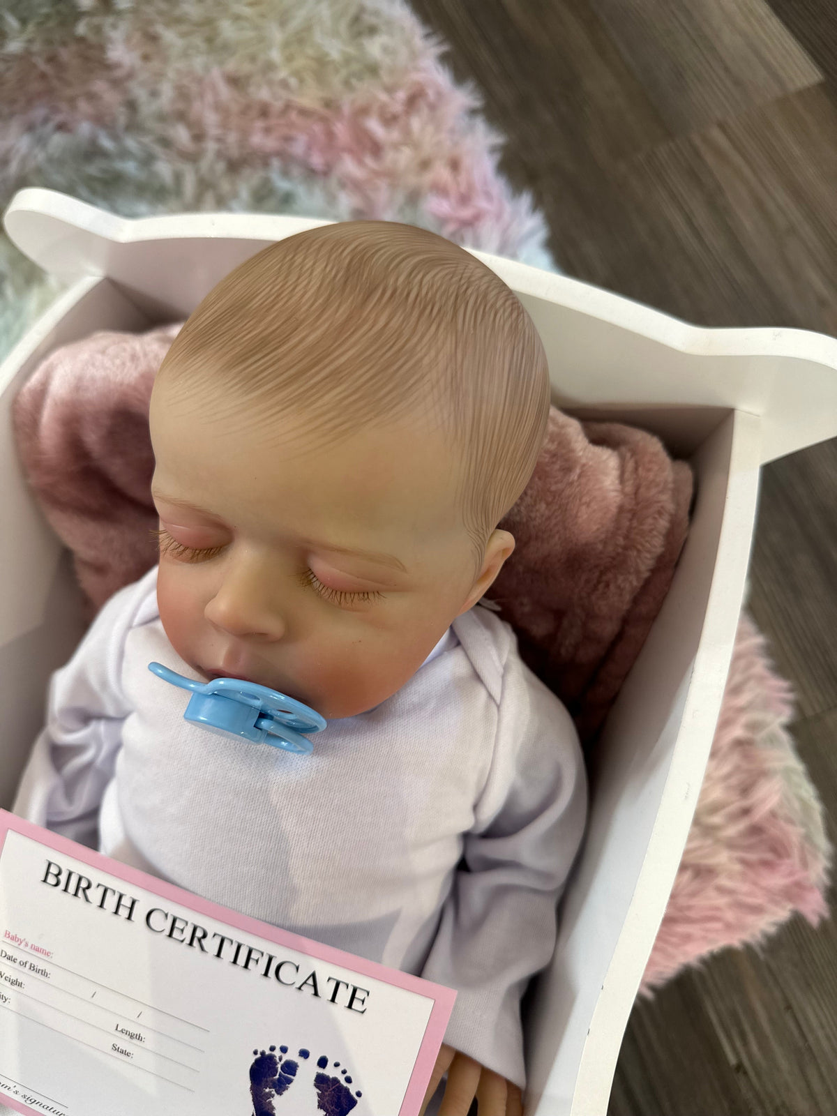 Levi painted hair Reborn vinyl/cloth body baby 19in Newborn