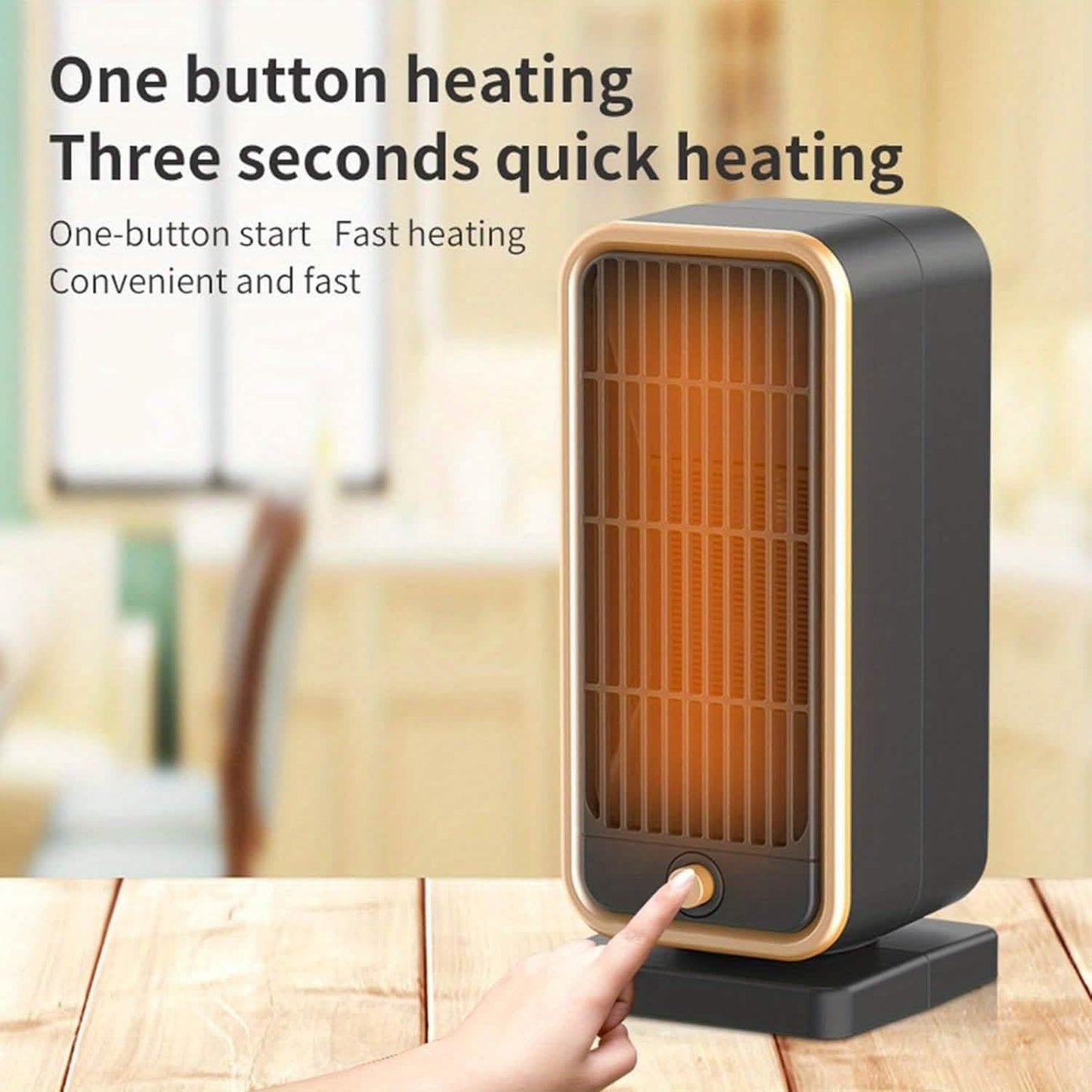 500W Portable Ceramic Space Heater with Safety Tip-Over Protection – Square Design