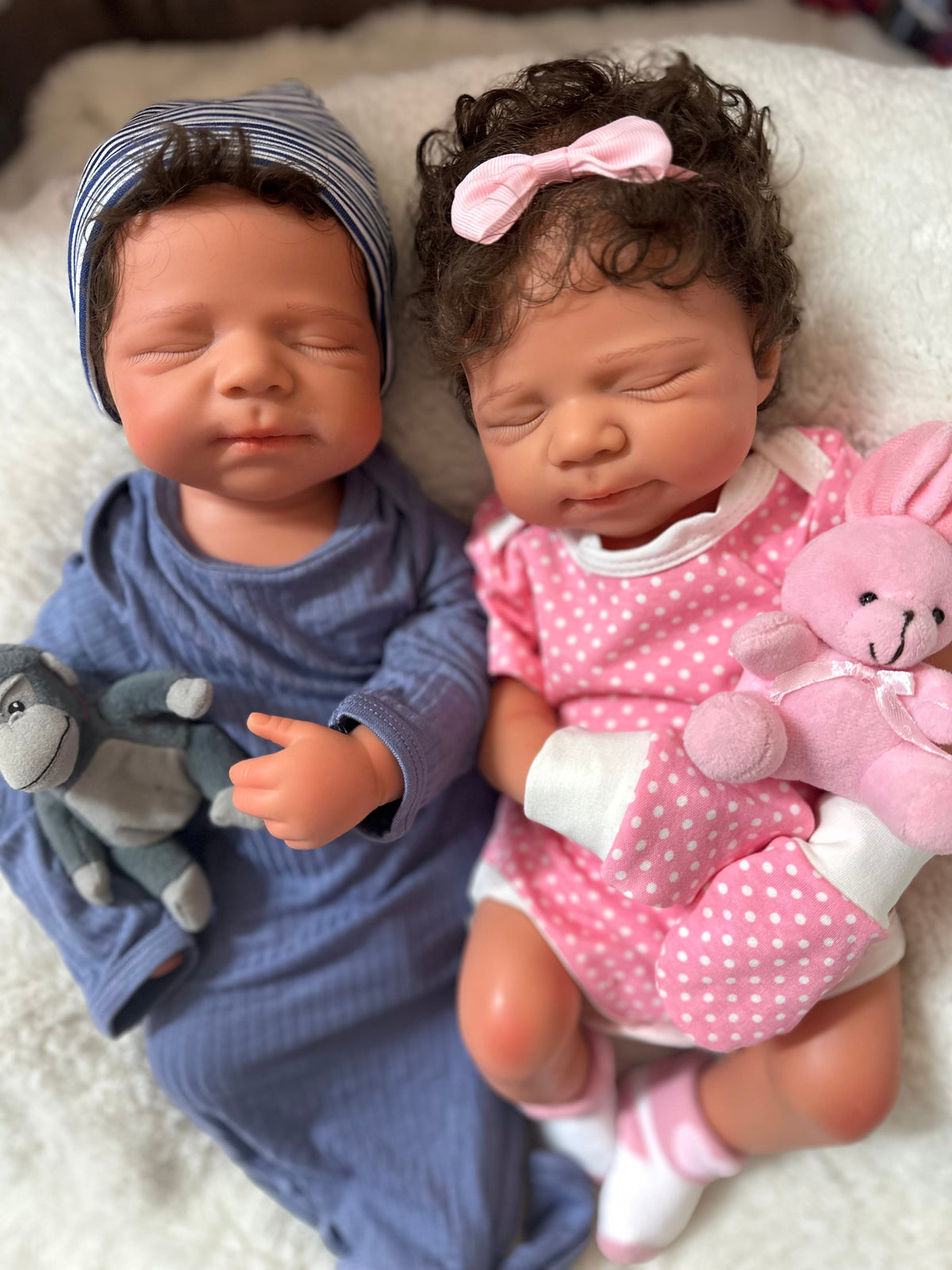 Hendrix 19” W/ NEWBORN CURLY HAIR, CUSTOM MADE Full Silicone Boy Tan Skin Tone open mouth TAT 10 days