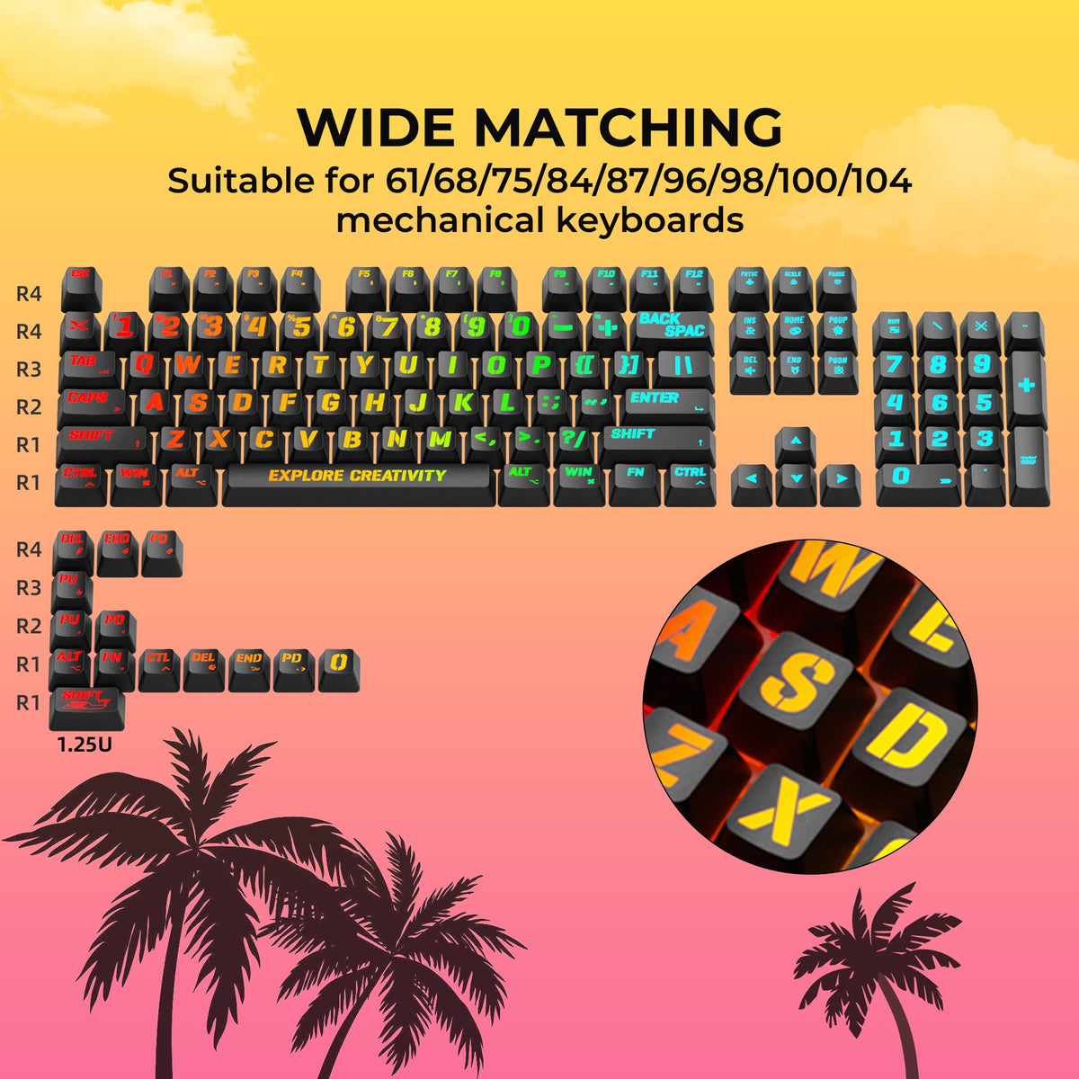 XVX IMD MIAMI Pattern Shine-Through OEM Profile 118-Key Keycap Set