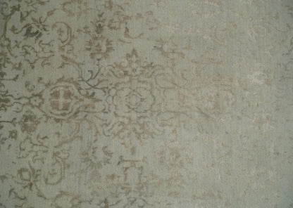5x7 Fine Hand Knotted Beige and Brown Traditional Style Antique Wool and Silk Rug