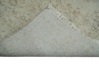 5x7 Fine Hand Knotted Beige and Brown Traditional Style Antique Wool and Silk Rug