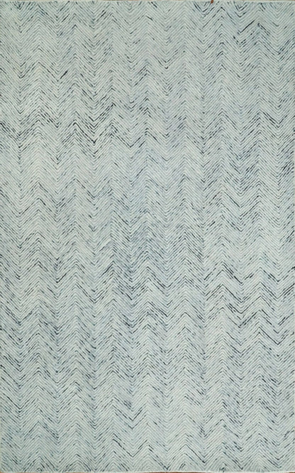 Modern Style Hand Tufted Blue and Ivory Area Rug