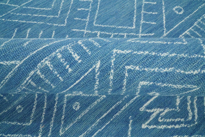 Blue Modern Contemporary Hand Tufted Wool Area Rug