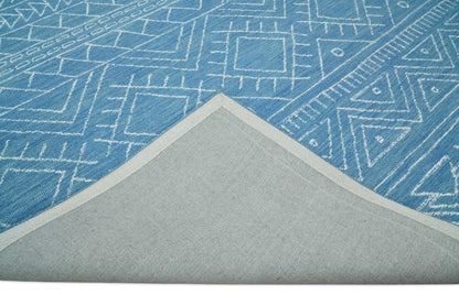 Blue Modern Contemporary Hand Tufted Wool Area Rug