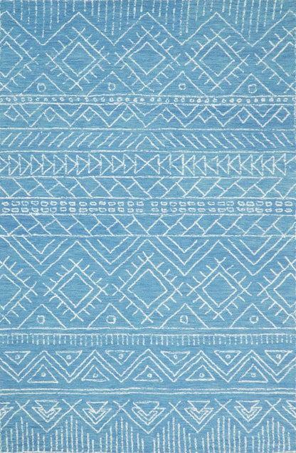 Blue Modern Contemporary Hand Tufted Wool Area Rug