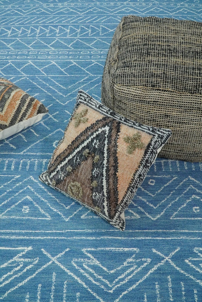 Blue Modern Contemporary Hand Tufted Wool Area Rug