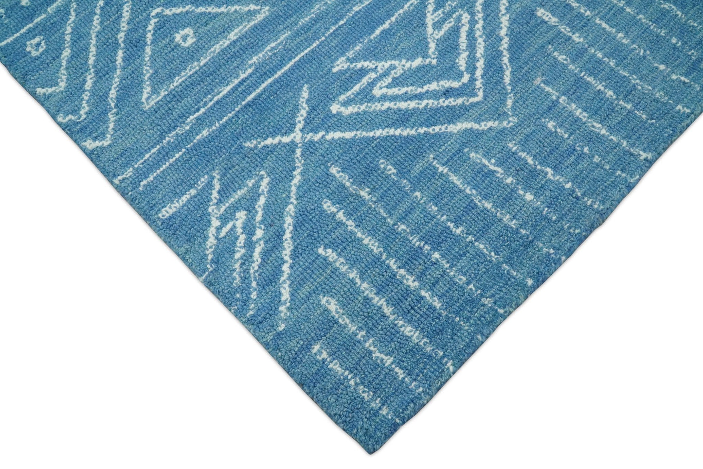 Blue Modern Contemporary Hand Tufted Wool Area Rug