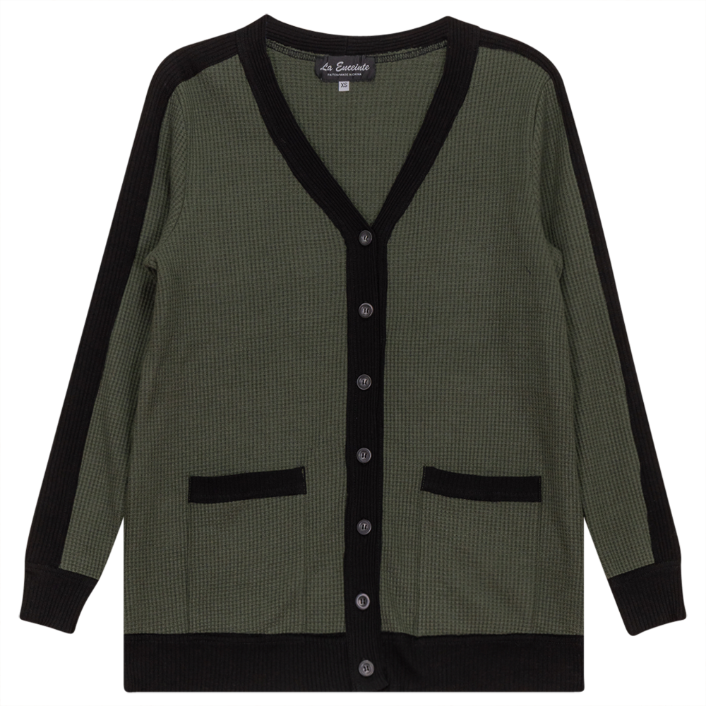 Maternity Waffle Contrast Cardigan