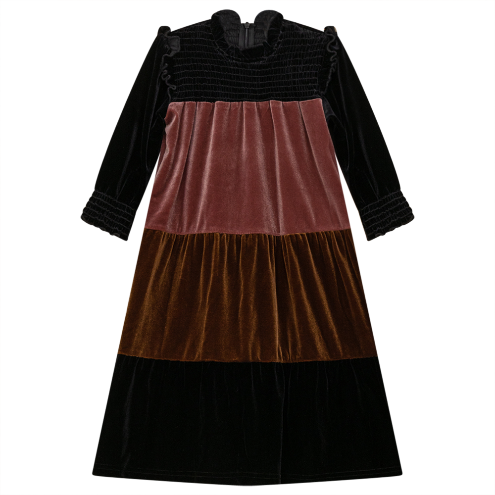 Multi Color Tiered Velour Dress