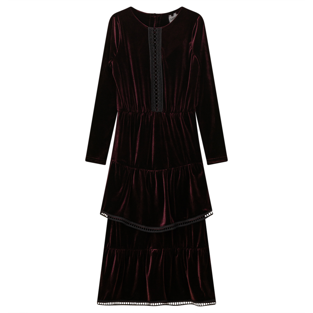 Velour Dress With Lace Detail
