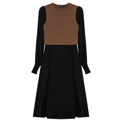Dress With Mini Cable Knit Vest