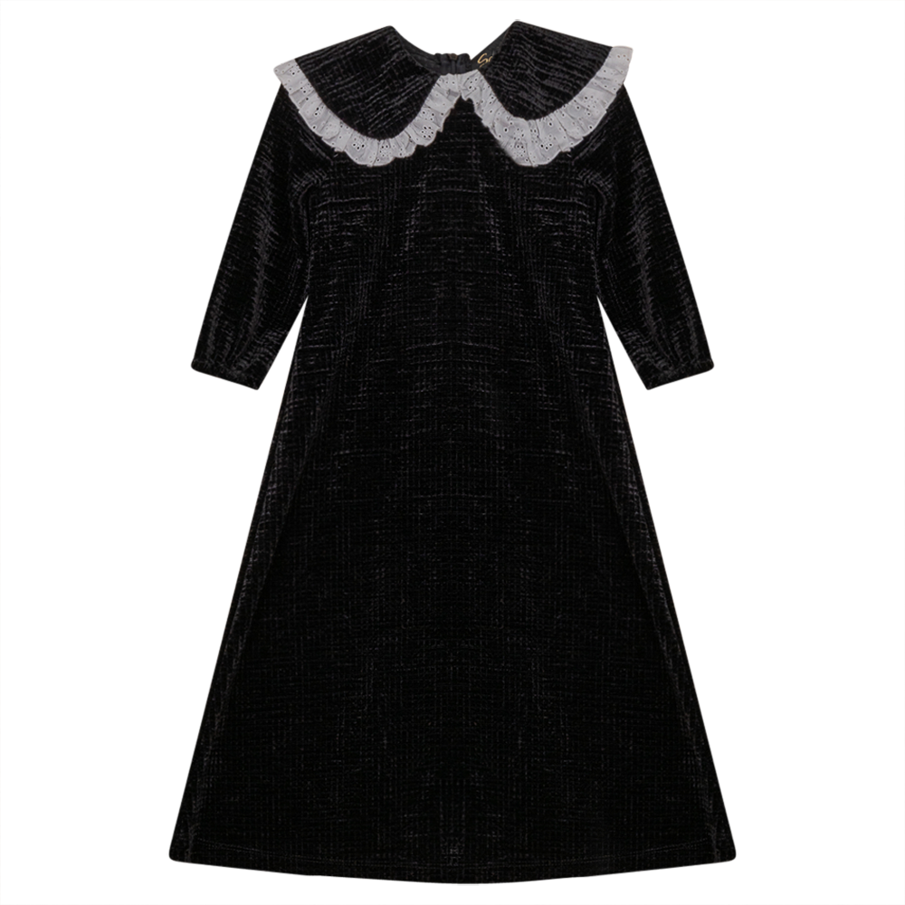 Waffle Velour Dress With Collar