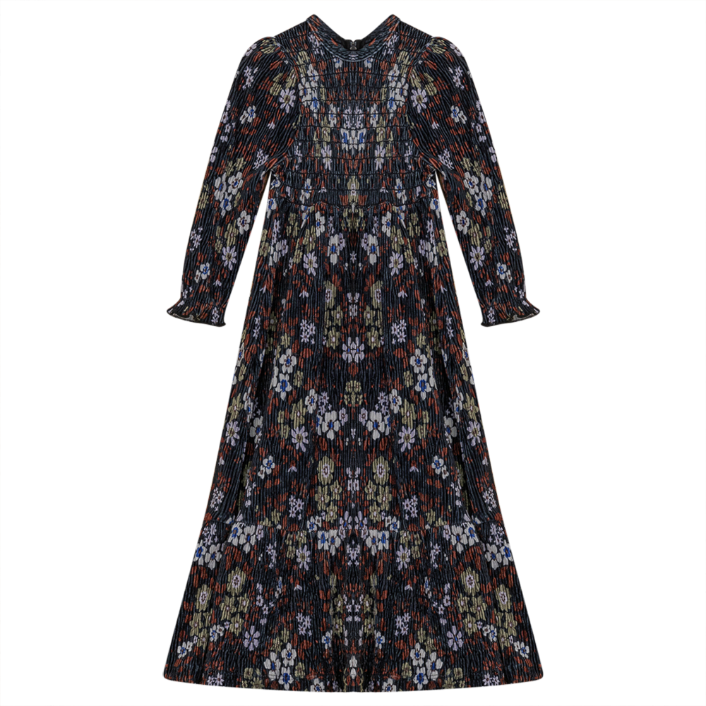 Tone On Tone Dress With Flower Print