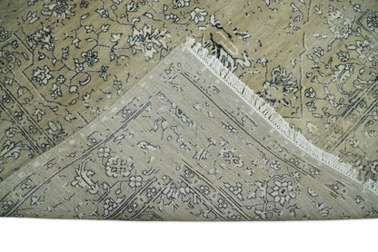 6x9 Fine Hand Knotted Beige and Black Traditional Vintage Persian Style Antique Wool Rug