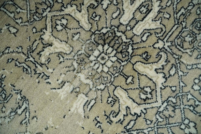 6x9 Fine Hand Knotted Beige and Black Traditional Vintage Persian Style Antique Wool Rug