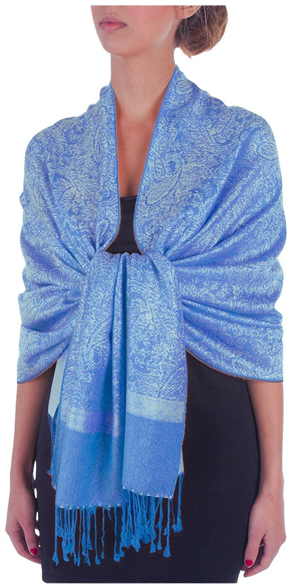 Sakkas 70" x 28" Paisley Self-Design Pashmina Shawl / Wrap / Stole