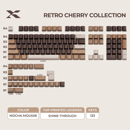 XVX Retro Cherry Series Color Matching Double-Shot PBT Keycap Set