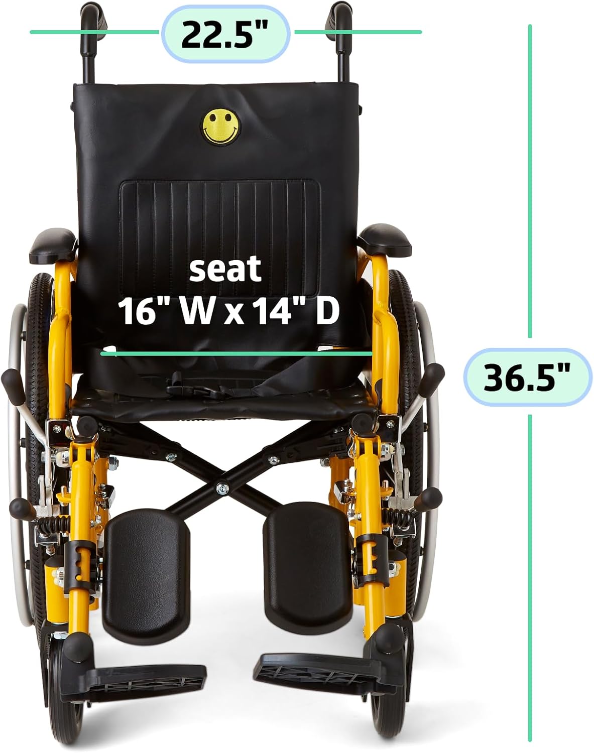 Medline Pediatric Wheelchair for Children - 14”W x 12”D Seat with Elevating Leg Rests