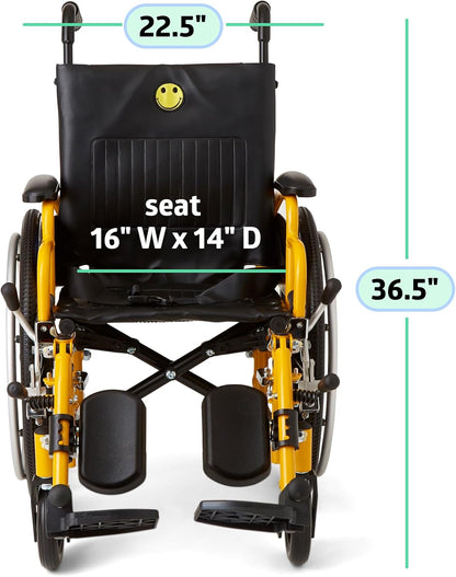 Medline Pediatric Wheelchair for Children - 14”W x 12”D Seat with Elevating Leg Rests