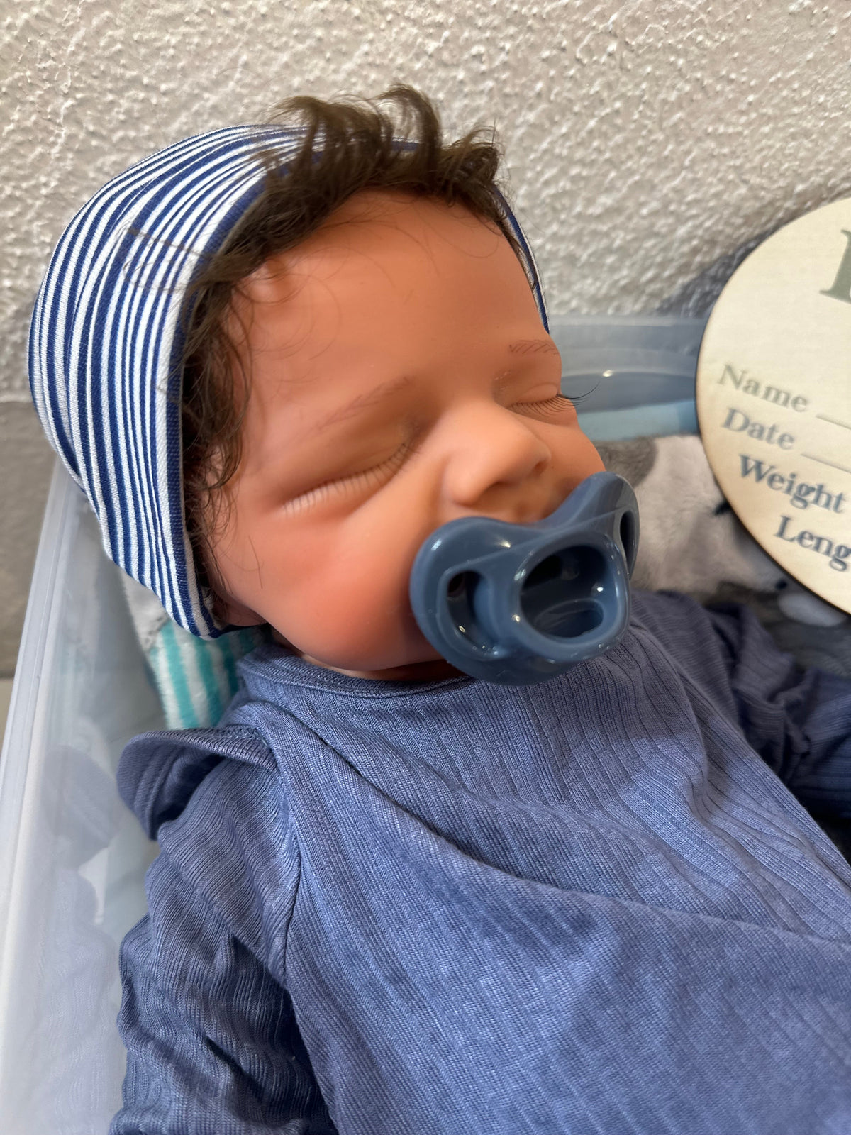 Hendrix 19” W/ NEWBORN CURLY HAIR, CUSTOM MADE Full Silicone Boy Tan Skin Tone open mouth TAT 10 days