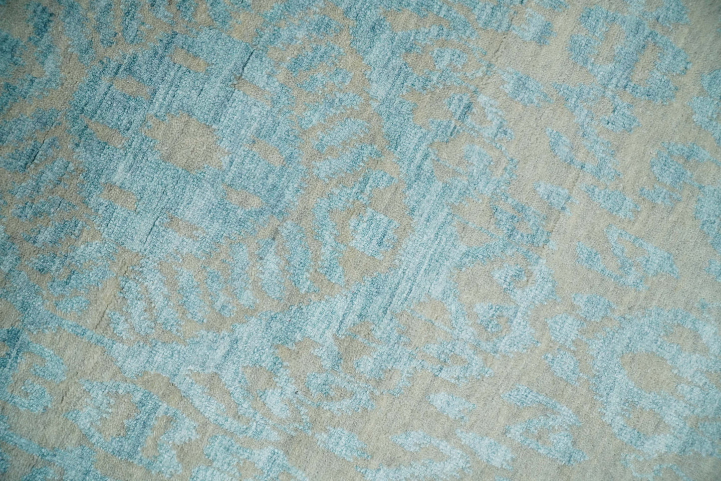 3x8 Fine Hand Knotted Camel and Blue Traditional Persian Style Antique Wool and Silk Rug