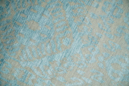 3x8 Fine Hand Knotted Camel and Blue Traditional Persian Style Antique Wool and Silk Rug