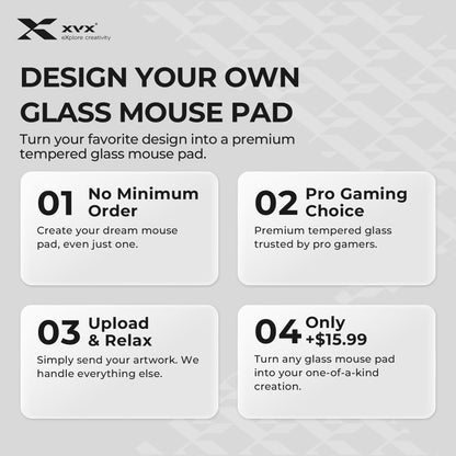 XVX Space Pad Series Glass Mousepad with Anti-Slip Rubber Base