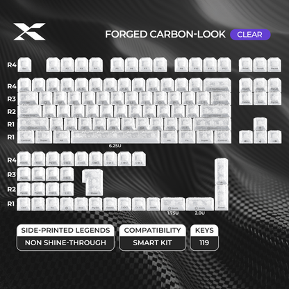 XVX Forged Carbon-Look Cherry Profile Side-Printed PC Keycap Set