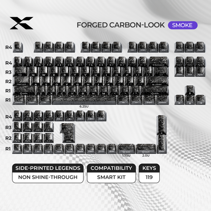 XVX Forged Carbon-Look Cherry Profile Side-Printed PC Keycap Set