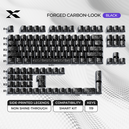 XVX Forged Carbon-Look Cherry Profile Side-Printed PC Keycap Set