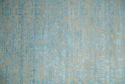 3x8 Fine Hand Knotted Camel and Blue Traditional Persian Style Antique Wool and Silk Rug