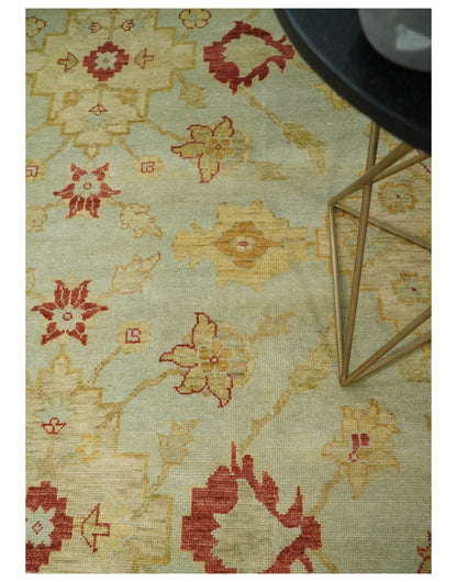 8x10 Fine Hand Knotted Beige and Rust Traditional Vintage Persian Antique Wool Rug