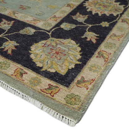 8x10 Fine Hand Knotted Silver and Black Antique Traditional Vintage Persian Wool Rug