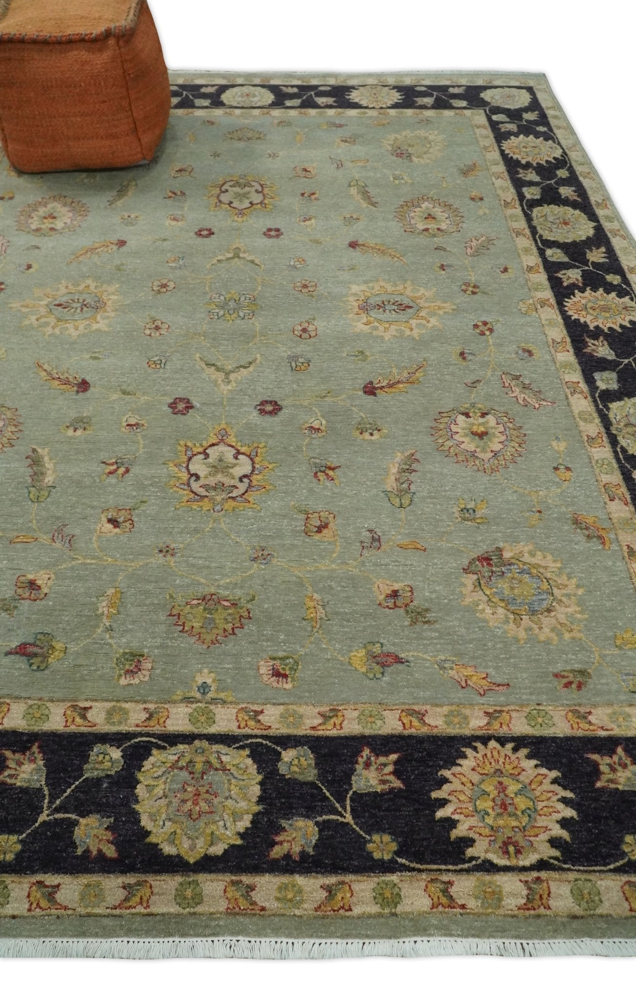8x10 Fine Hand Knotted Silver and Black Antique Traditional Vintage Persian Wool Rug
