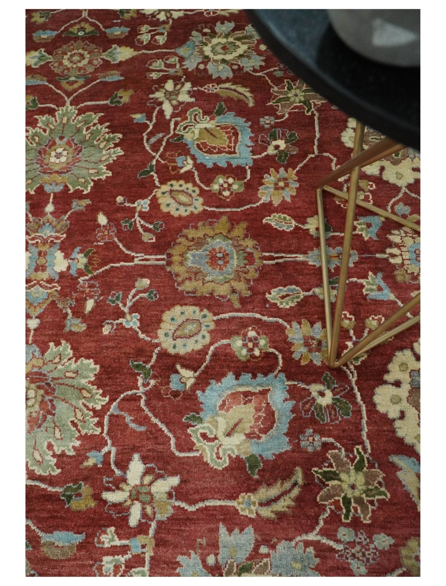 8x10 Fine Hand Knotted Rust and Ivory Traditional Persian Style Antique Wool Rug