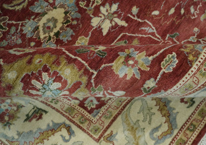 8x10 Fine Hand Knotted Rust and Ivory Traditional Persian Style Antique Wool Rug