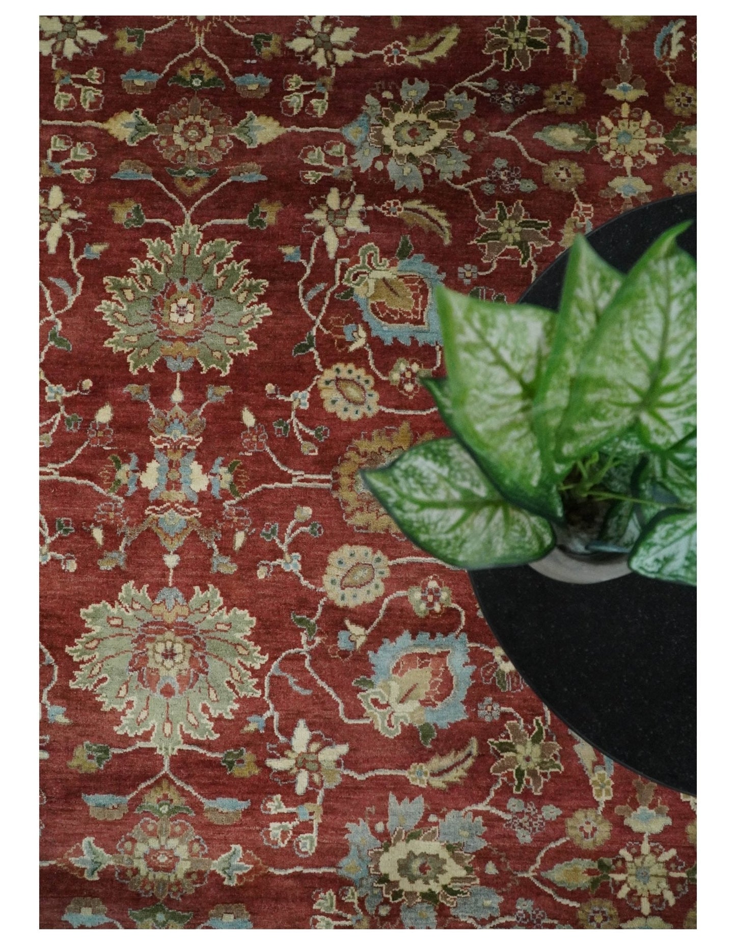 8x10 Fine Hand Knotted Rust and Ivory Traditional Persian Style Antique Wool Rug